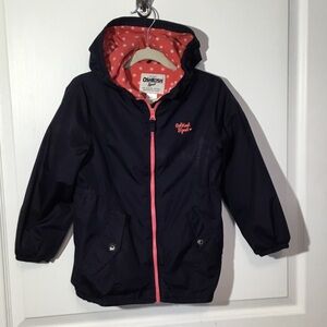 3 for $30 OshKosh B'gosh Raincoat with Peach polka dot lining in hood & trim